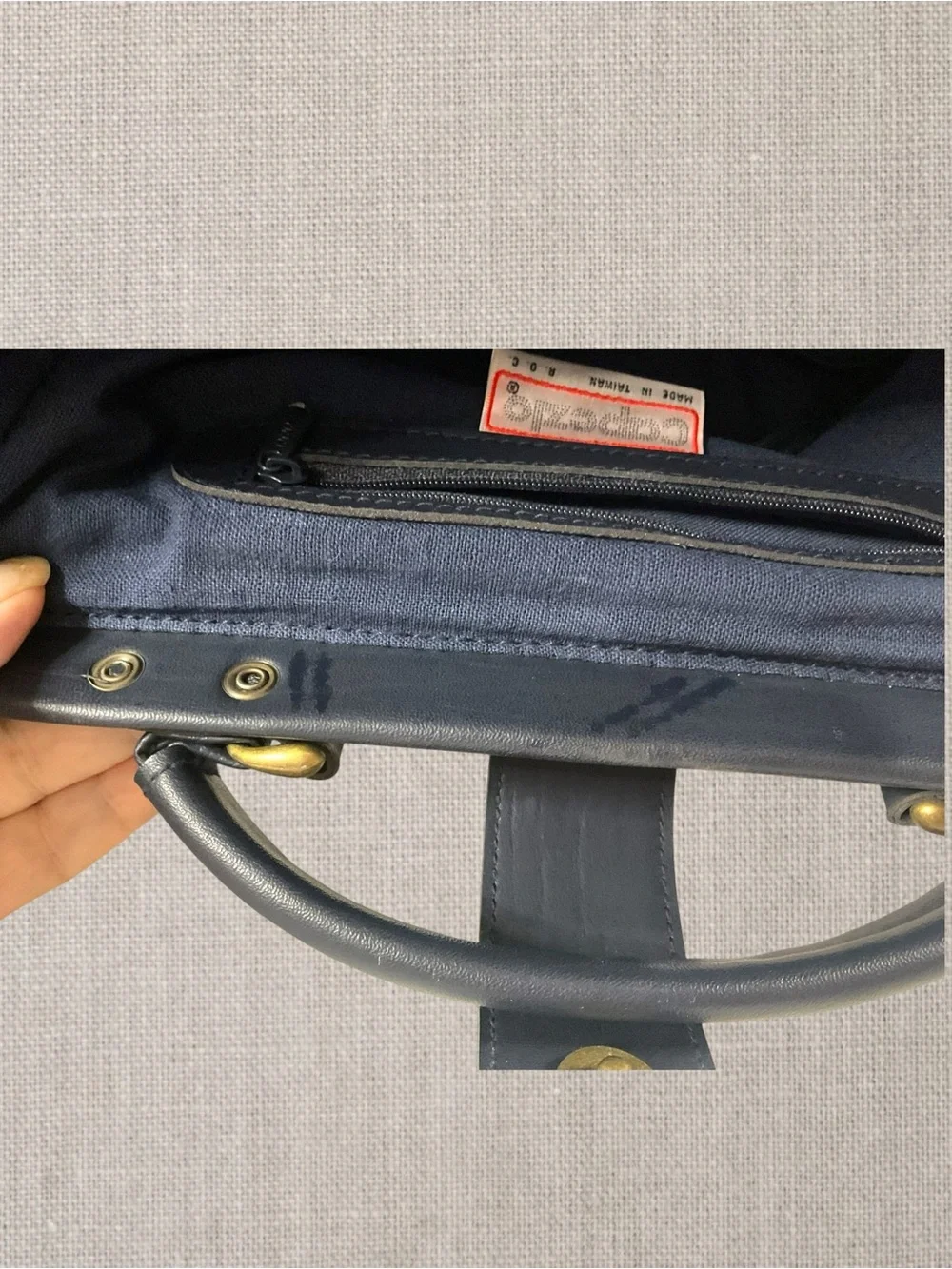 Vintage Capezio Doctor-Style Crossbody Handbag Navy Blue Faux Leather